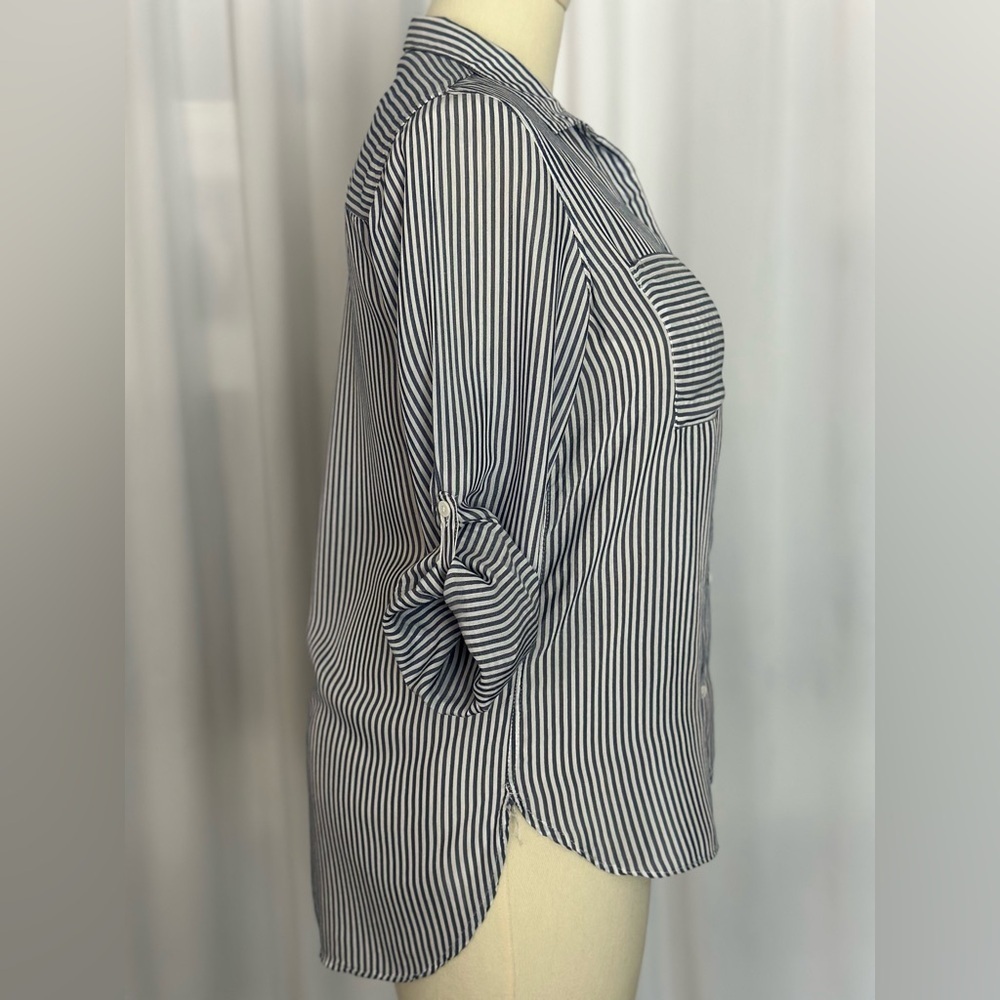 Thread & Supply Blue and White Striped Button-Down Shirt (1016) - Picture 5 of 12